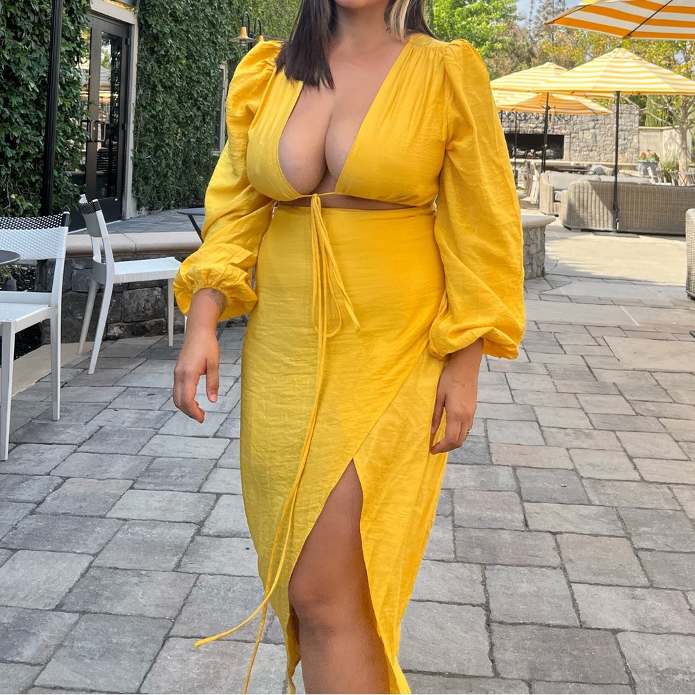 Showpo Vibrant Yellow Long Sleeve Dress